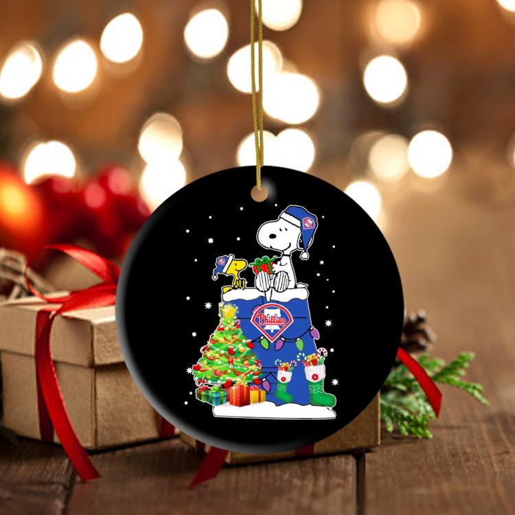 Snoopy And Woodstock Philadelphia Phillies Merry Christmas Ornament