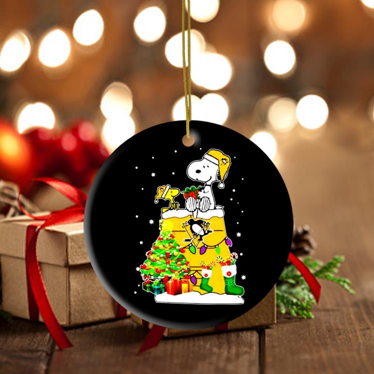 Snoopy And Woodstock Pittsburgh Penguins Merry Christmas Ornament