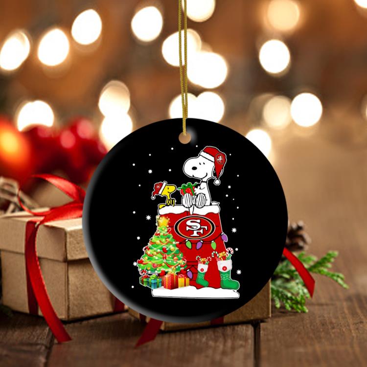 Snoopy And Woodstock San Francisco 49ers Merry Christmas Ornament