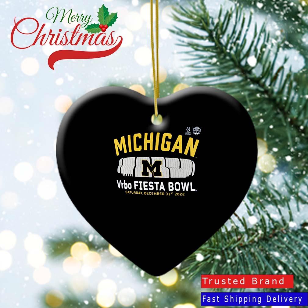Michigan Wolverines College Football Playoff 2022 Fiesta Bowl Gameday Stadium Ornament Heart